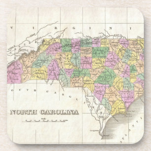 Vintage Map of North Carolina (1827) Coaster