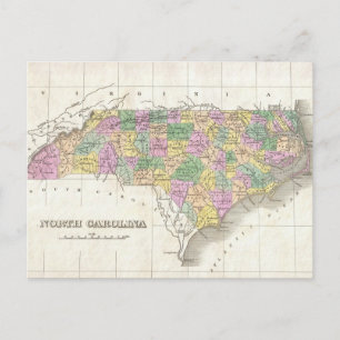 Vintage Map of North Carolina (1827) Postcard