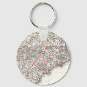 Vintage Map of North Carolina (1855) Key Ring