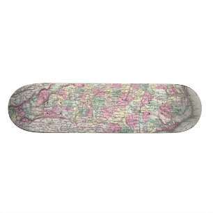 Vintage Map of North Carolina (1855) Skateboard