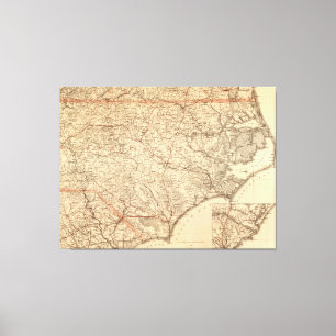 Vintage Map of North Carolina (1865) Canvas Print