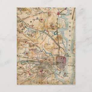 Vintage Map of Northeastern Virginia (1862) Postcard