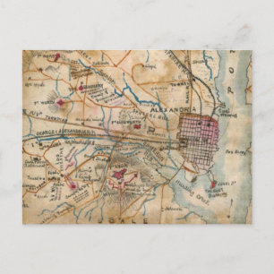 Vintage Map of Northeastern Virginia (1862) Postcard