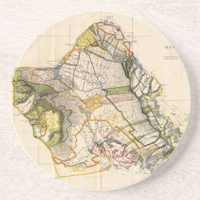 Vintage Map of Oahu Hawaii (1906) Coaster (Front)