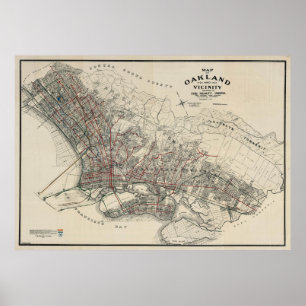 Vintage Map of Oakland CA (1912) Poster