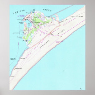 Vintage Map of Ocracoke North Carolina (1948) Poster