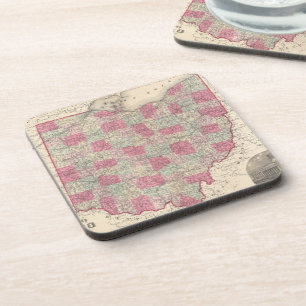 Vintage Map of Ohio (1864) Coaster