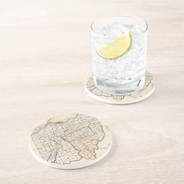 Vintage Map of Ohio (1866) Coaster (Side)
