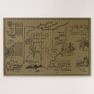 Vintage Map of Ohio (1912) - Tan Jigsaw Puzzle