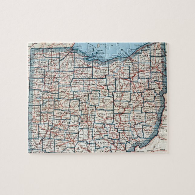 Vintage Map of Ohio (1921) Jigsaw Puzzle (Horizontal)