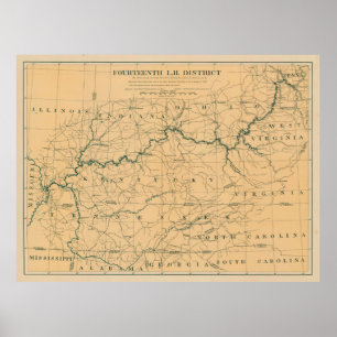 Vintage Map of Ohio River Lighthouses (1897) Poster