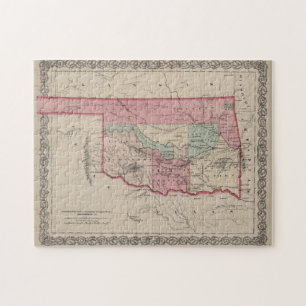 Vintage Map of Oklahoma (1869) Jigsaw Puzzle