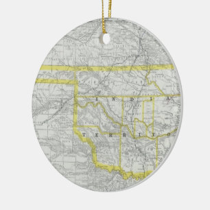 Vintage Map of Oklahoma (1889) Ceramic Tree Decoration