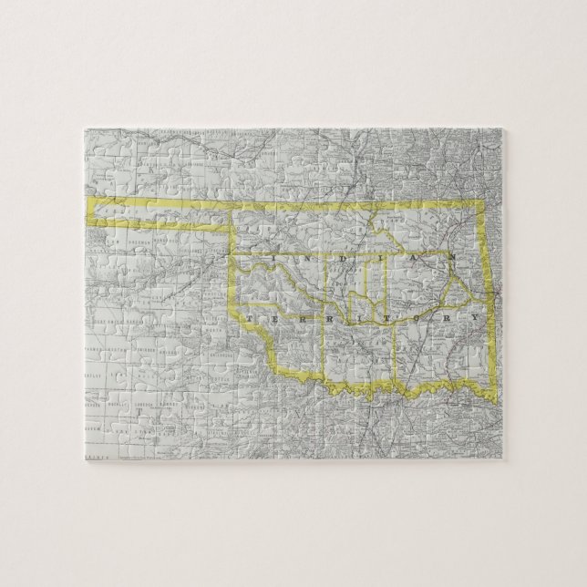 Vintage Map of Oklahoma (1889) Jigsaw Puzzle (Horizontal)