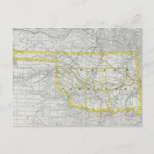 Vintage Map of Oklahoma (1889) Postcard (Front)