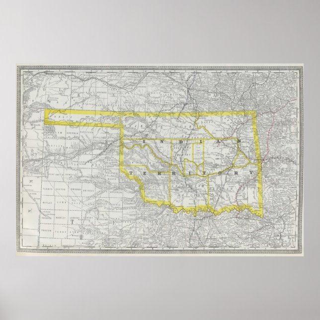 Vintage Map of Oklahoma (1889) Poster (Front)