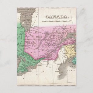 Vintage Map of Ontario and Quebec (1827) Postcard