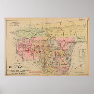Vintage Map of Orange NJ (1911) Poster