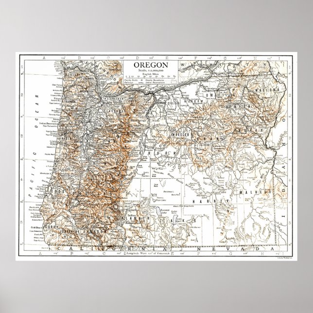 Vintage Map of Oregon (1911) 2 Poster (Front)