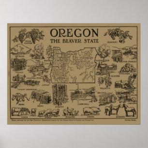 Vintage Map of Oregon (1912) Poster