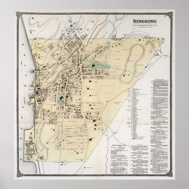 Vintage Map of Ossining NY (1867) Poster (Front)