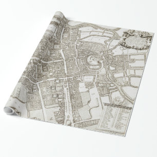 Vintage Map of Oxford England (1675) Wrapping Paper