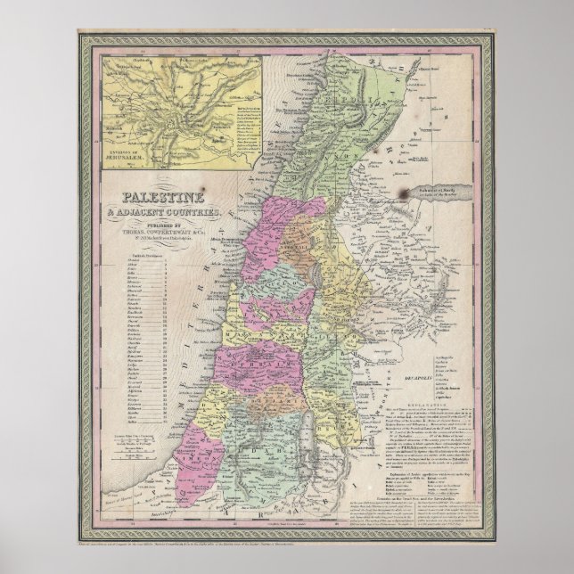 Vintage Map of Palestine (1853) Poster (Front)