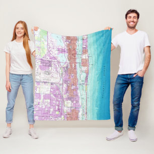 Vintage Map of Palm Beach Florida (1946) Fleece Blanket