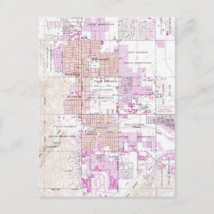 Vintage Map of Palm Springs California (1957) 2 Postcard