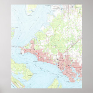 Vintage Map of Panama City Florida (1956) Poster