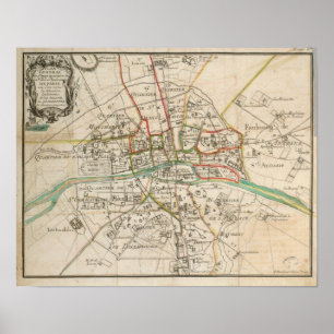 Vintage Map of Paris (1678) Poster