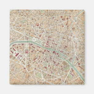 Vintage Map of Paris (1892) Magnet