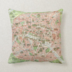 Vintage Map of Paris (1920) Cushion