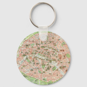 Vintage Map of Paris (1920) Key Ring