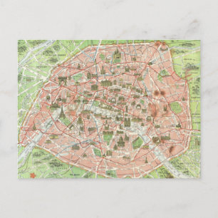 Vintage Map of Paris (1920) Postcard