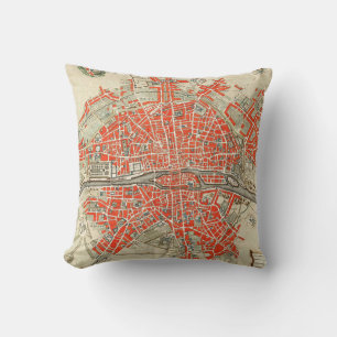 Vintage Map of Paris France (1721–1774) Cushion