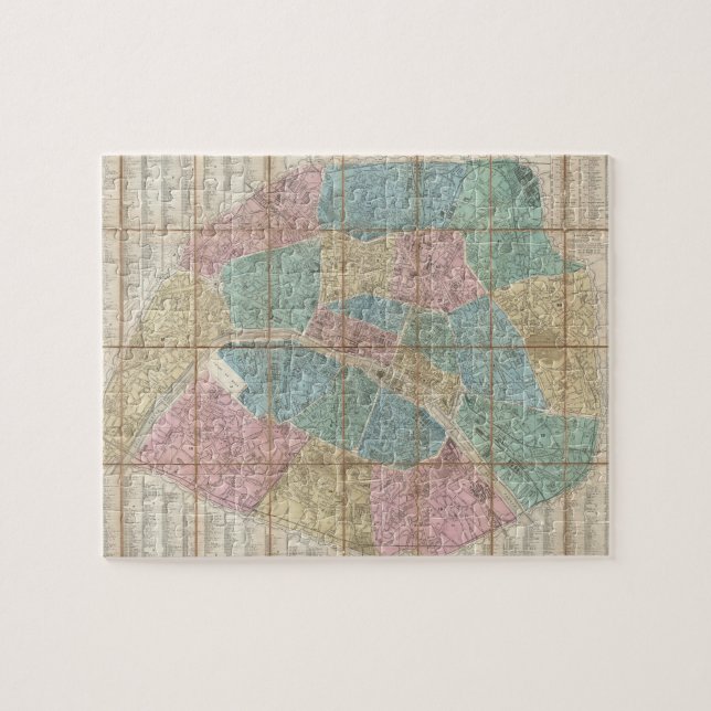 Vintage Map of Paris France (1867) Jigsaw Puzzle (Horizontal)