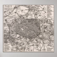 Vintage Map of Paris France (1873)