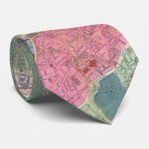 Vintage Map of Paris France (1889) Tie