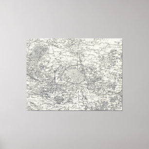 Vintage Map of Paris France Vicinity (1841) Canvas Print
