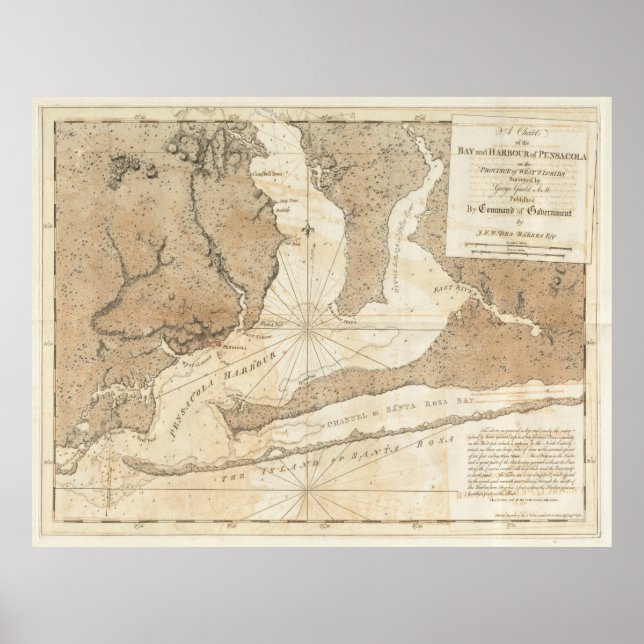 Vintage Map of Pensacola Florida (1780) Poster (Front)