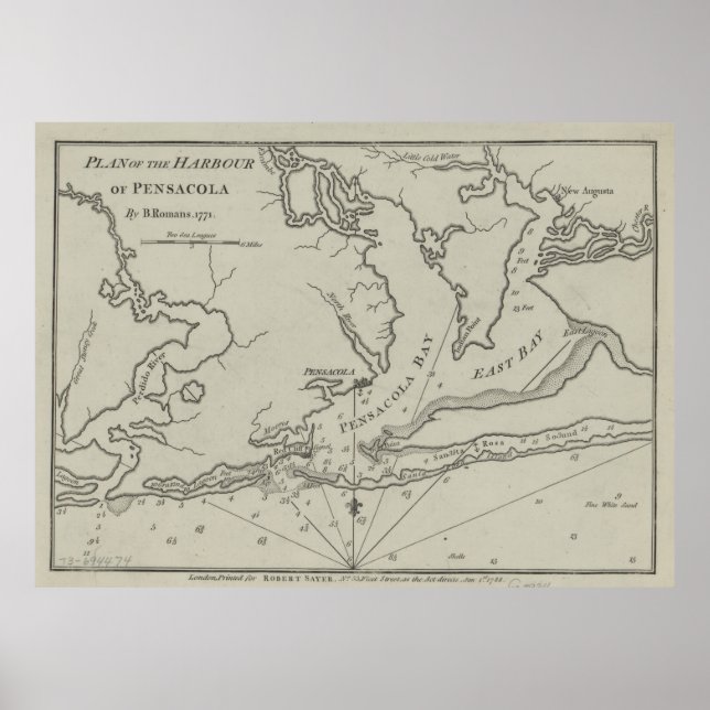 Vintage Map of Pensacola Florida (1788) Poster (Front)