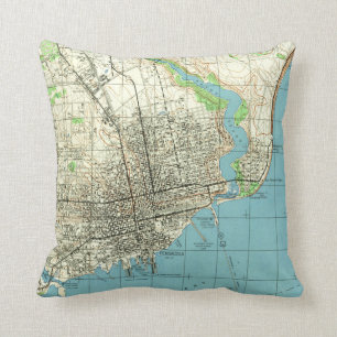 Vintage Map of Pensacola Florida (1944) Cushion