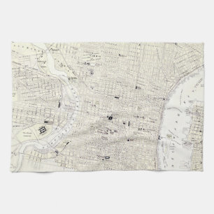 Vintage Map of Philadelphia (1885) Tea Towel