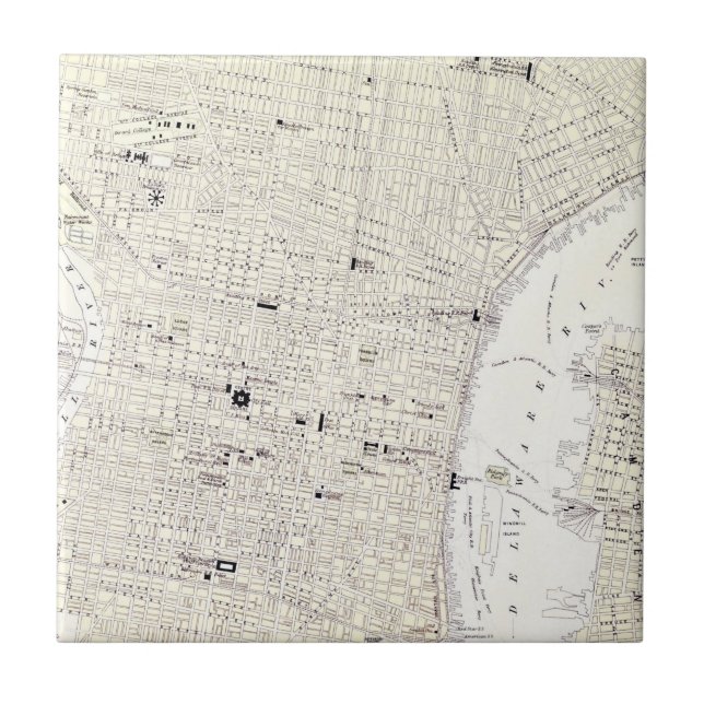Vintage Map of Philadelphia (1885) Tile (Front)