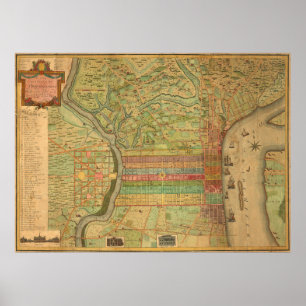 Vintage Map of Philadelphia Pennsylvania (1802) Poster