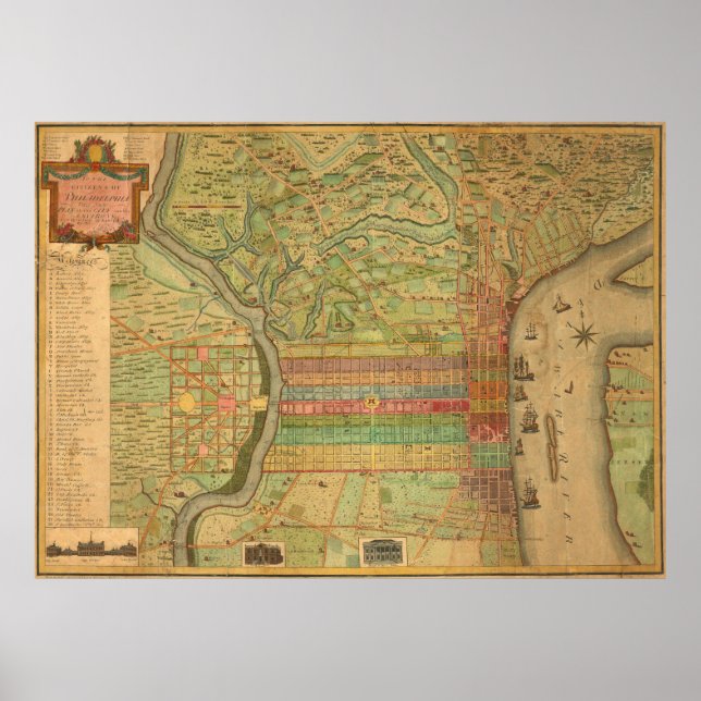 Vintage Map of Philadelphia Pennsylvania (1802) Poster (Front)