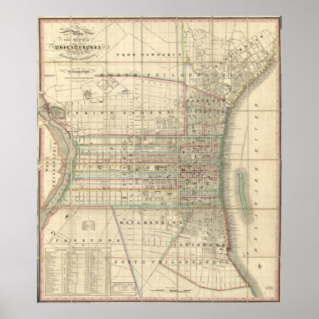 Vintage Map of Philadelphia Pennsylvania (1830) Poster (Front)