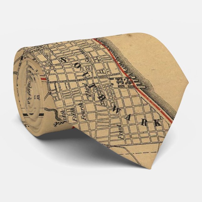 Vintage Map of Philadelphia Pennsylvania (1857) Tie (Rolled)