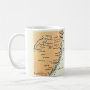 Vintage Map of Philadelphia to the Atlantic Ocean Coffee Mug